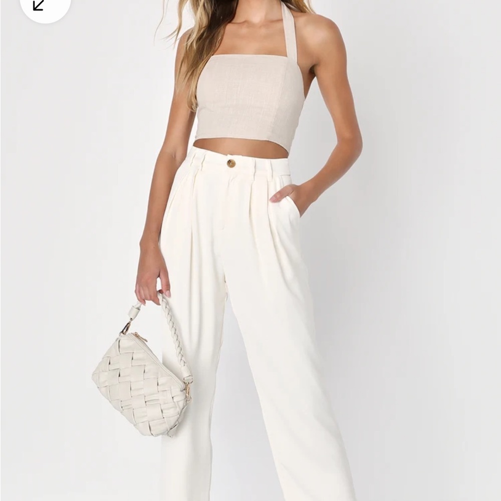 Ivory High Waisted Trouser